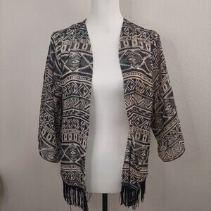 Aztec Cover Up Fringe Black - Size Small - Living Doll